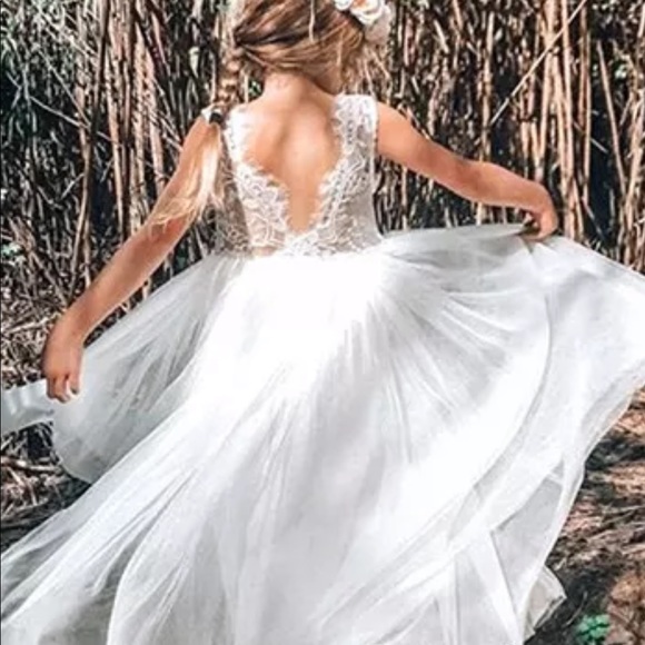 NWT Beautiful white girls dress tulle skirt 👗 - Picture 3 of 5